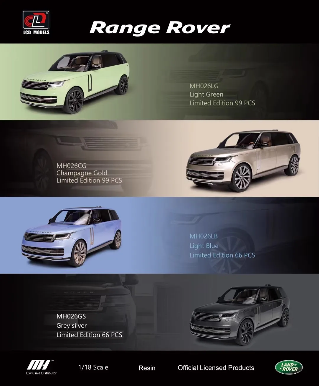 2024-11-моторная 1:18 линейный марсоход Land Rover Honor Genesis расширенная версия модель автомобиля из смолы
