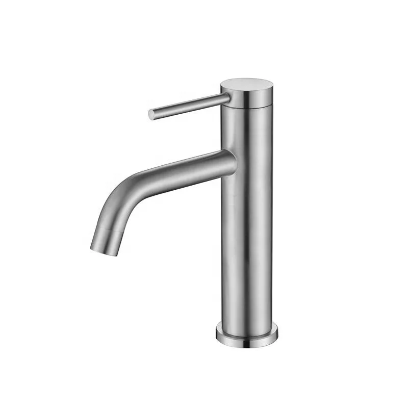 Modern Deck Mounted Single Hole 304 Stainless Steel Faucet Hot Cold Water Single Lever Bathroom Wash Hand Basin Mixer Taps