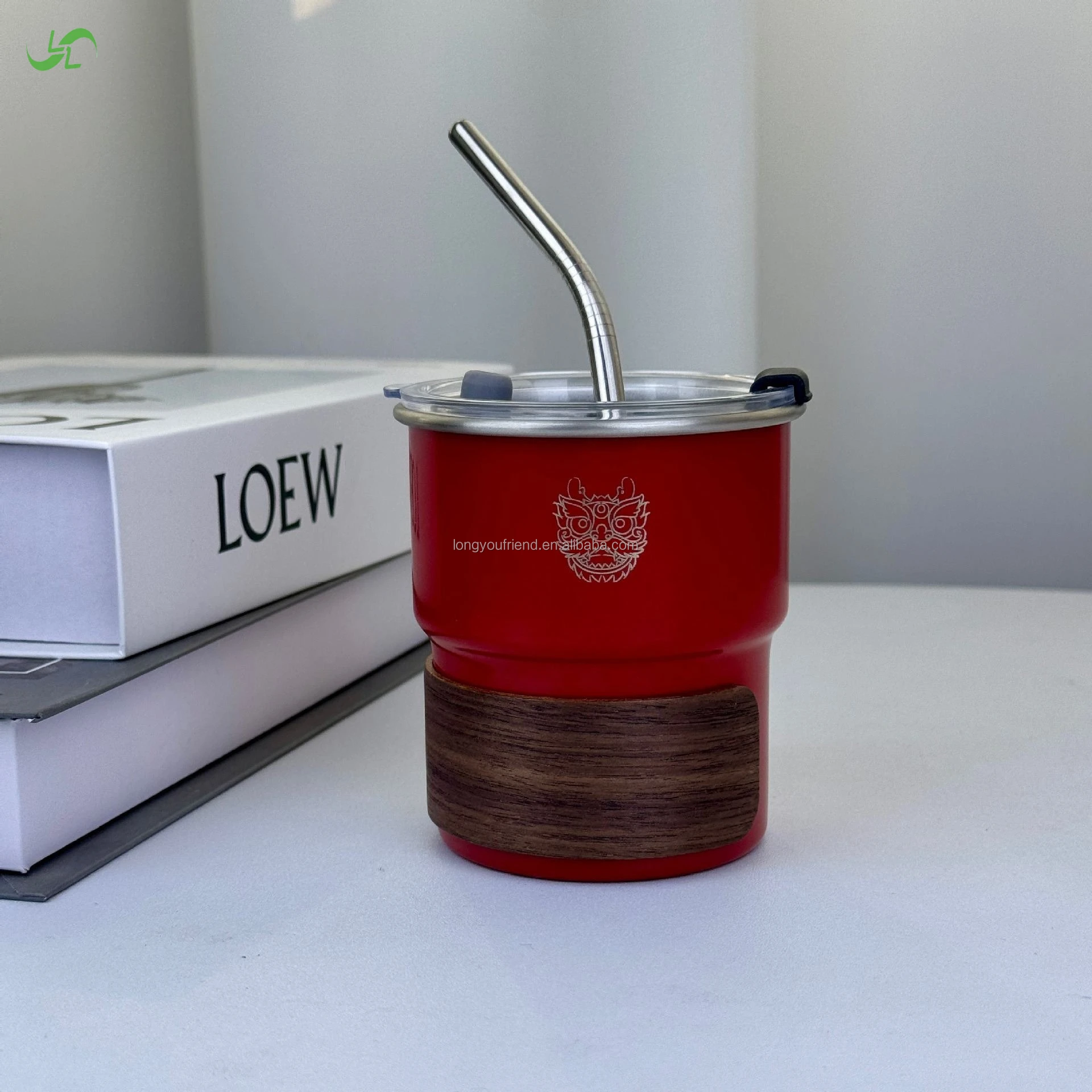 Customizable Logo 304 Stainless Steel Coffee or Beer Cup with Portable Straw and Lid Metal Body