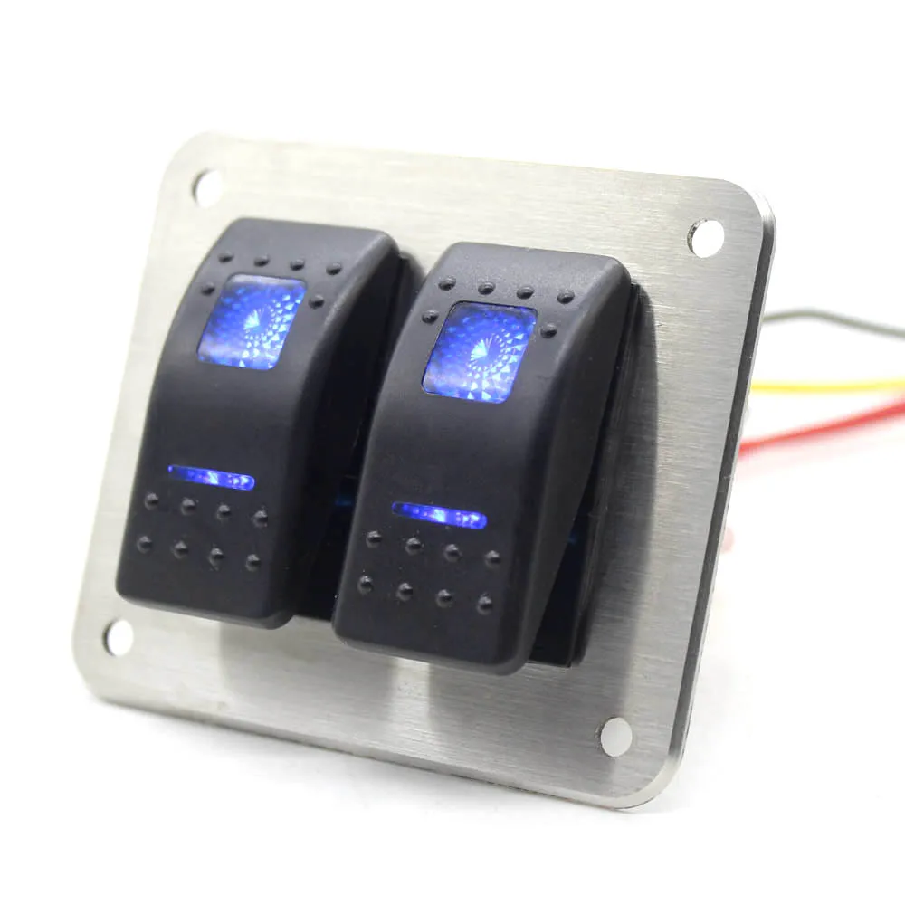 12V 2 Gang 316 Stainless Steel Rocker Switch Panels Marine Boat Ship RV automotive Electric Switch Panels
