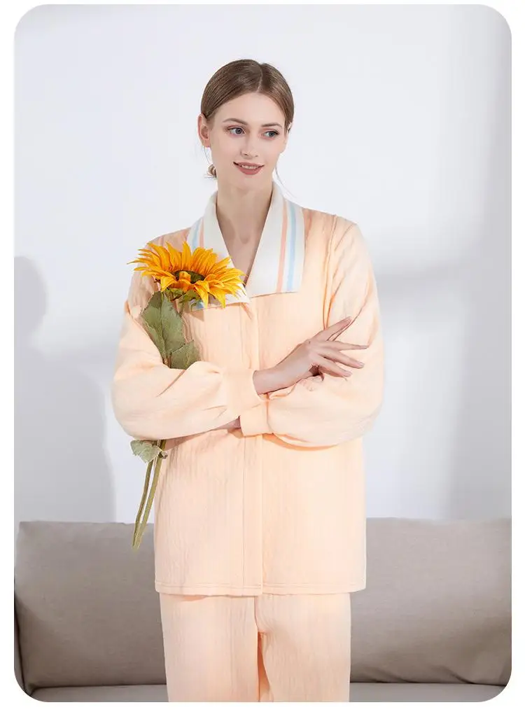 Autumn Winter Thick Warm Air Cotton Maternity Pajamas Casual Postpartum Confinement Nursing Set Cartoon Maternity  nursing set