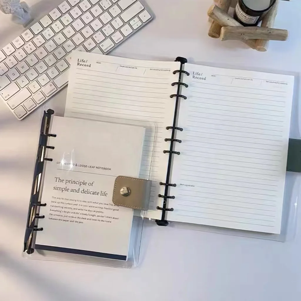 Custom Refill  Loose Leaf 9 ring Binder Notebook Personal Planner Cover With Magnetic Buckle Closure For Black Paper Notebook