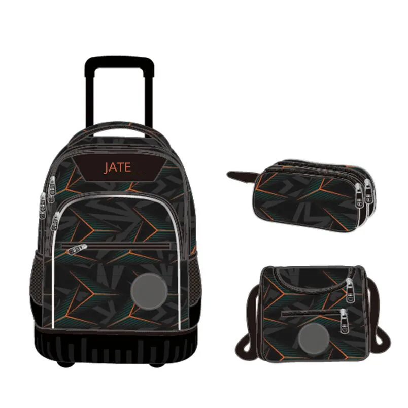 New Fashion Lightweight 3 in 1 Day-pack With Wheels Fashionable Student Trolley Bag For Boys Cool School Backpack