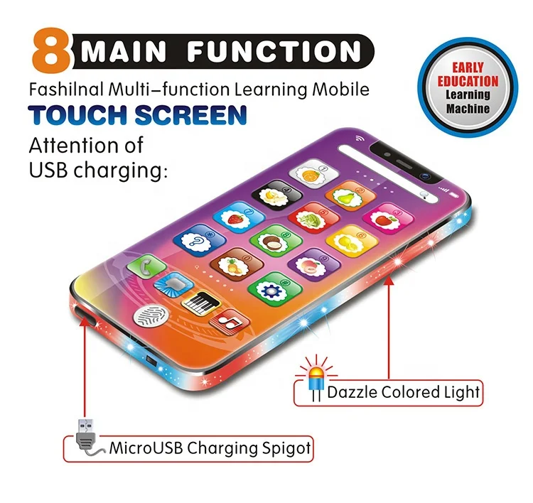 
Amazon Hot Sale Music And Lighting Touch Screen Learning Toys Charging Russian Early Education Machine 