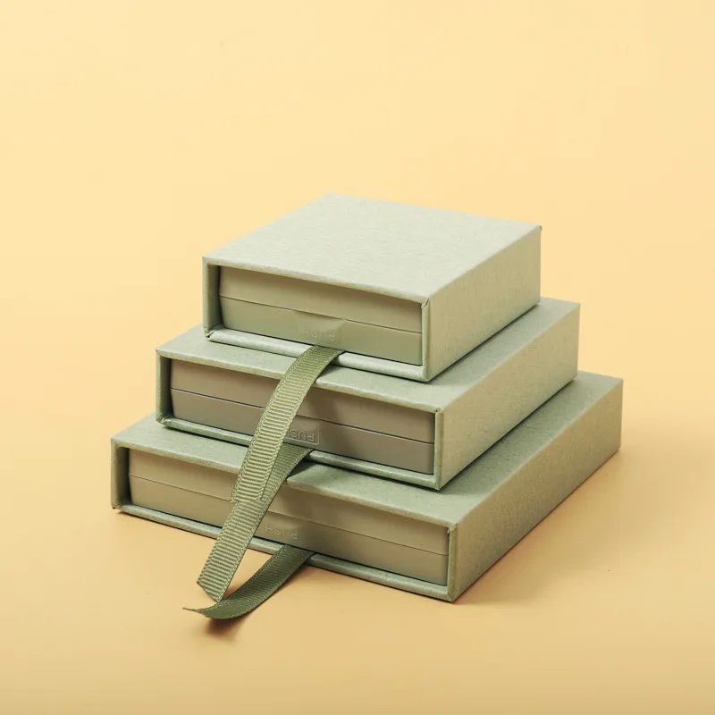 Custom Small Pink Paper Cardboard Ring Drawer Packaging Jewelry Box And Bag With Logo Printed