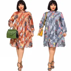 20811-MX78 african long sleeve thin floral printed dresses women sehe fashion