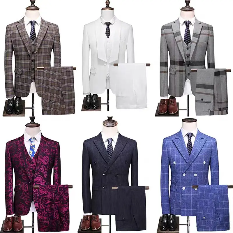 New style business Favorable price Slim fit Men Suit plaid blazer 2 Pieces custom mens suit