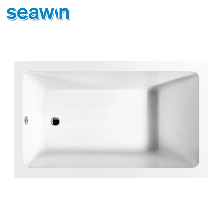 Seawin Wholesale 3 Side Single Tiling Flange Sunken Deep Soaking Bathtub Acrylic Drop In