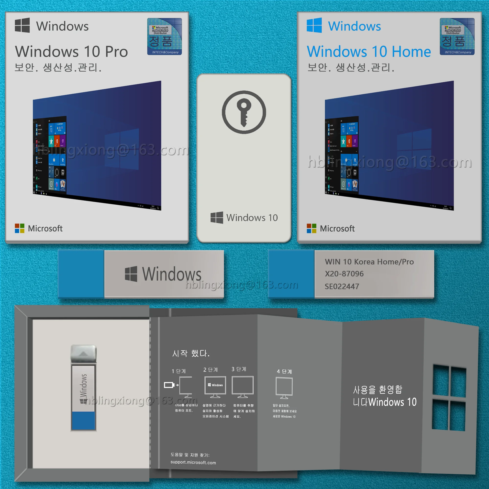 Windows 10 Pro ключ USB Розничная коробка полный пакет глобальная онлайн Лицензия активации цифровое подлинное корейское программное