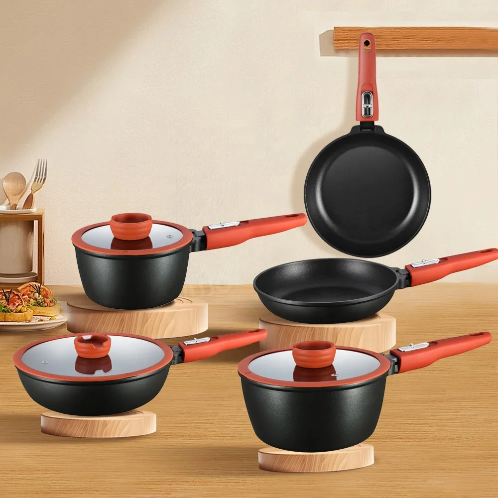 New Nice Design Diecast Aluminum Cookware 6 pcs Non Stick Aluminum Cookware Sets