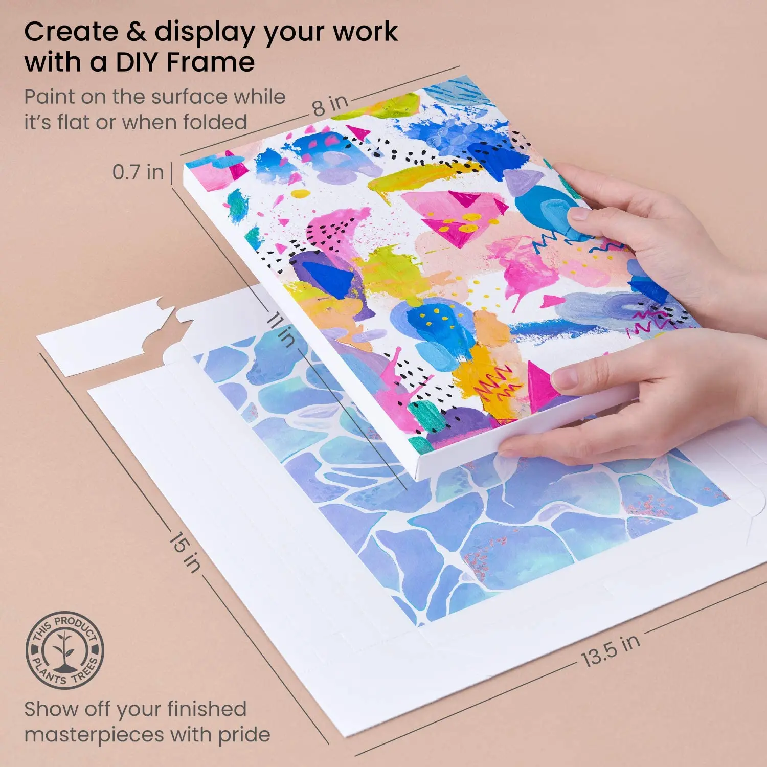 300GSM 5 Sheets Acrylic Oil Watercolor Gouache Paper Foldable Canvas Pad DIY Frame