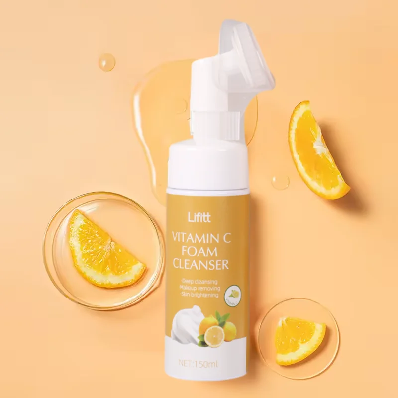 Wholesale Factory Price Vitamin C Foam Face Wash Turmeric Aloe Green Tea Coconut Bubble Facial Cleanser for Skin Brightening