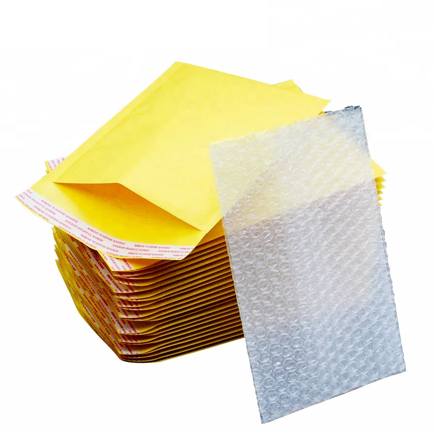 Amazon Hot Selling 100% Compostable Kraft Paper Bubble Mailer Bag Yellow Mailing Bag