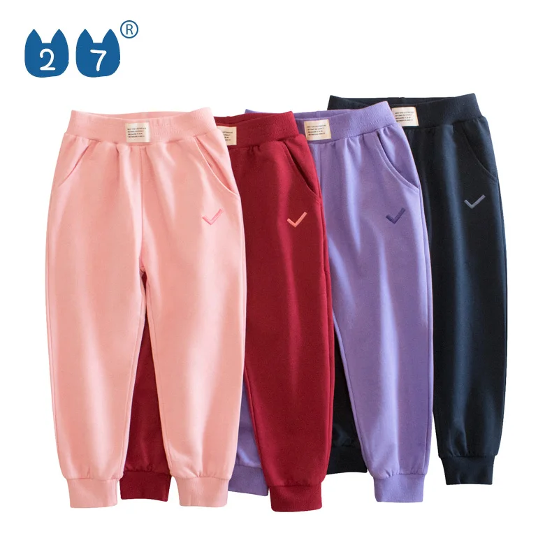 High Quality Fall Little Girls Sweatpants Solid Kids Jogger Pants Casual Cotton Girls Pants Trousers