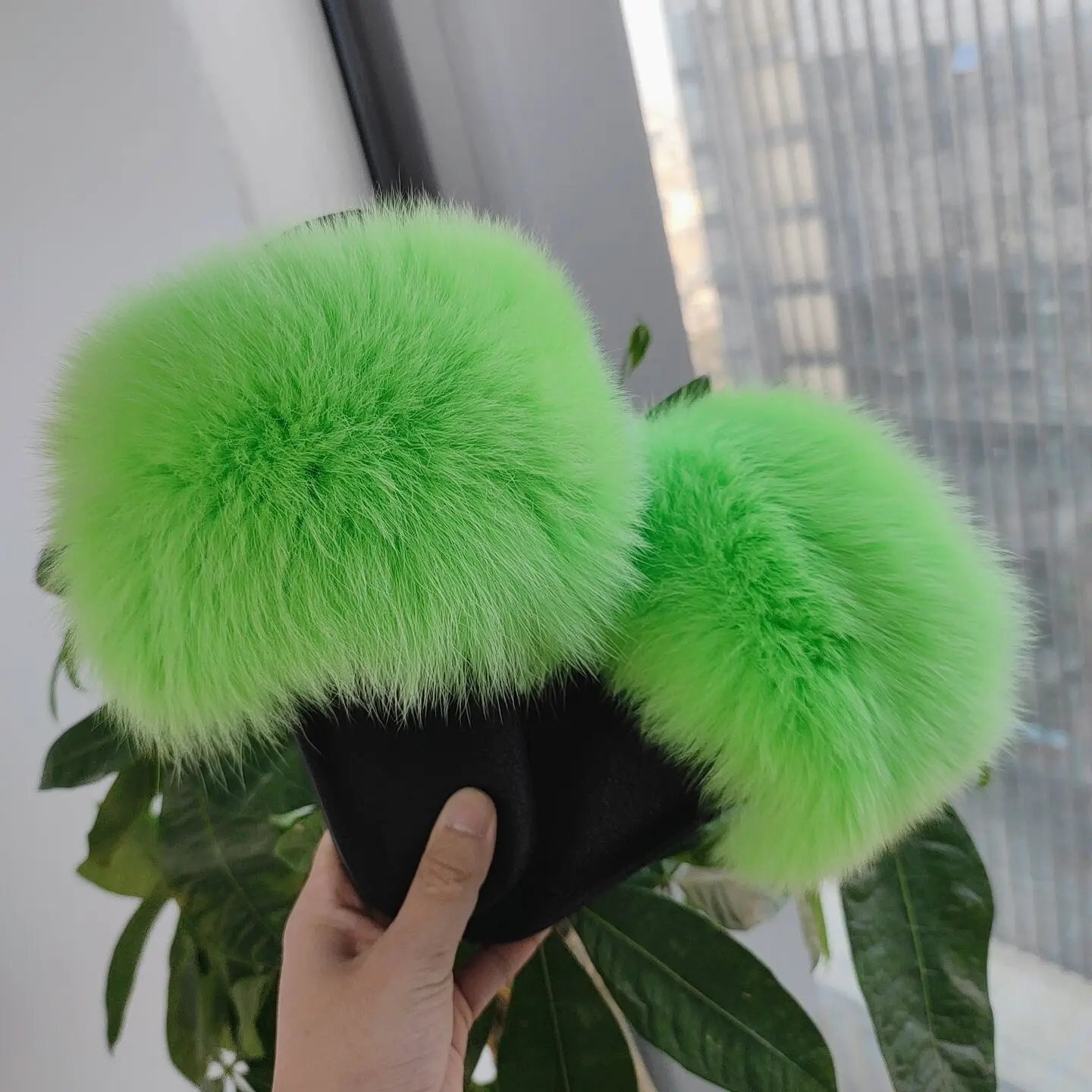 
Real Fox Fur Slippers Fur Slide Sandals Custom kids Fashion Fur Slides 