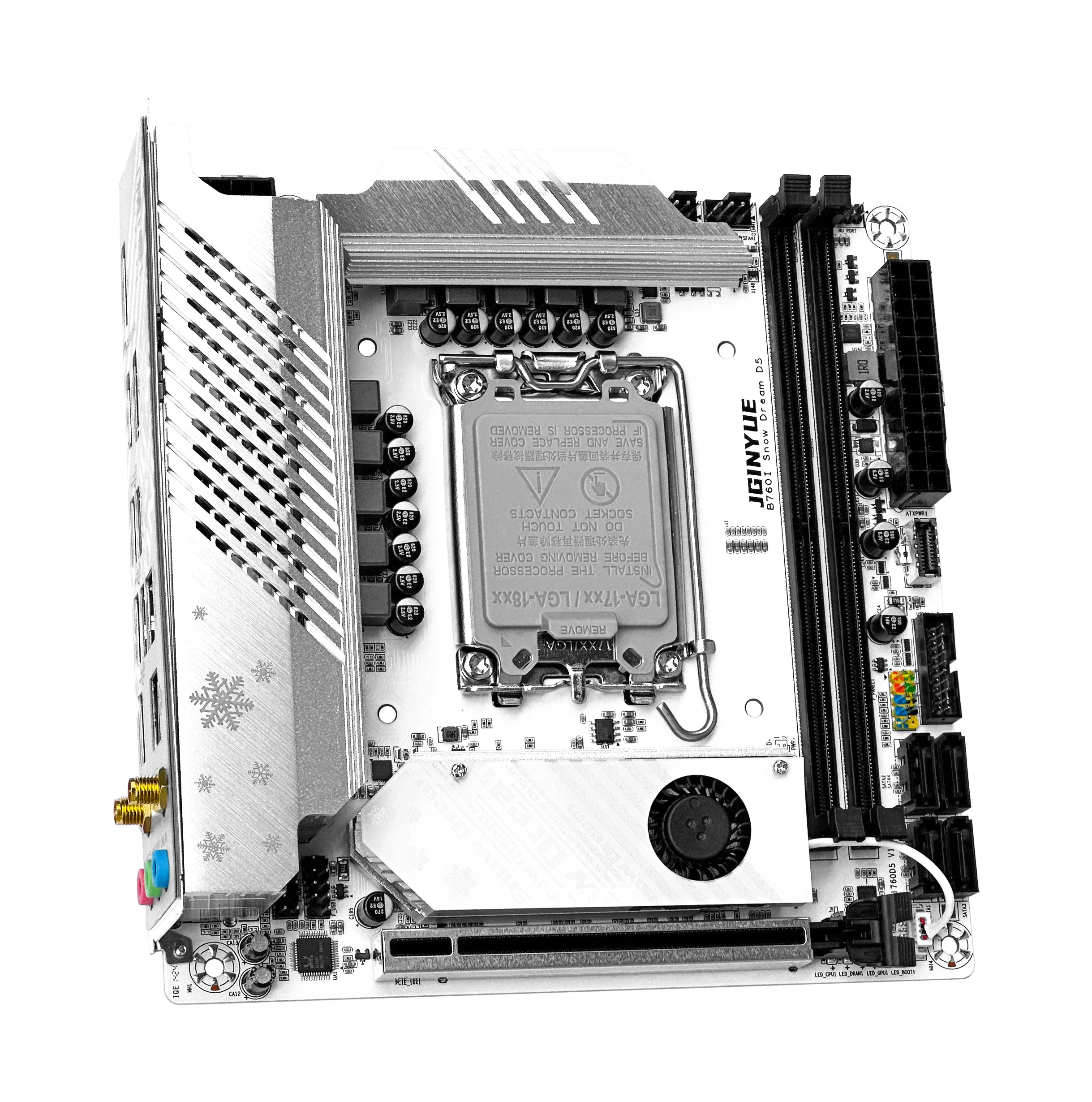 JGINYUE B760I Snow Dream DDR5 Gaming Motherboard High Speed Dual M.2 Interface 64G LGA 1700 Mini ITX PC Motherboard