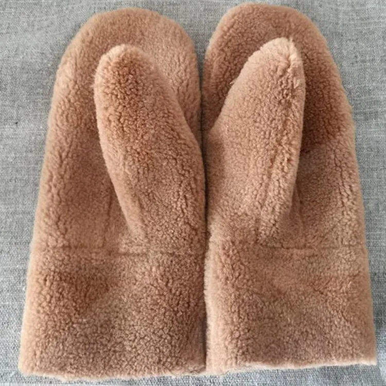 WRH Fashion Winter Gloves Sheepskin Leather Driving  Gloves Women