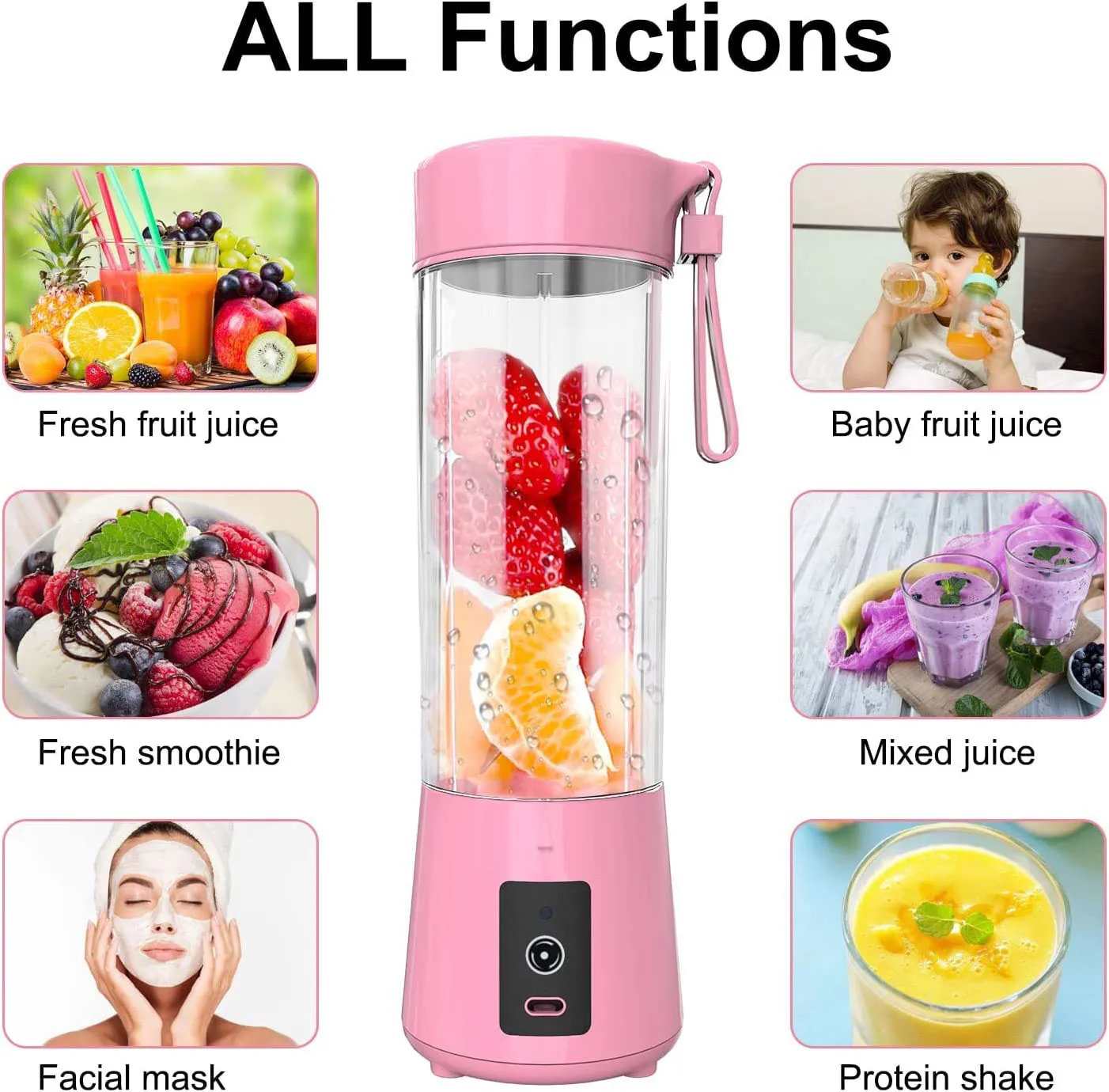 USB Rechargeable Portable Blender Smoothies Personal Fresh Blender Mini Shakes Juicer Cup