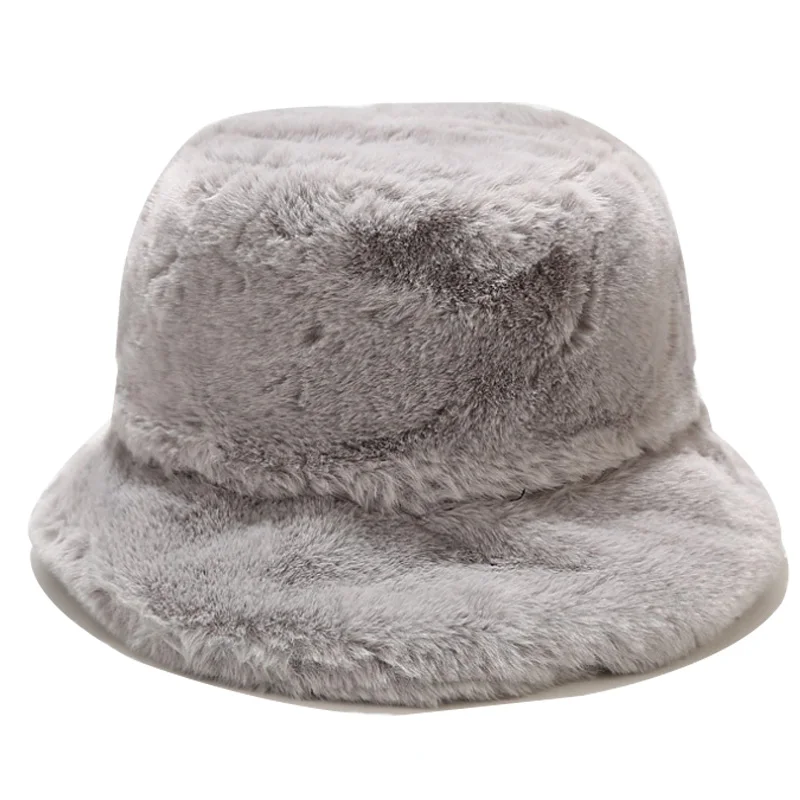 Winter Warm Blank Bucket Hat Extra Soft Fur Bucket Hats Adjustable Furry Bucket Fisherman Hats