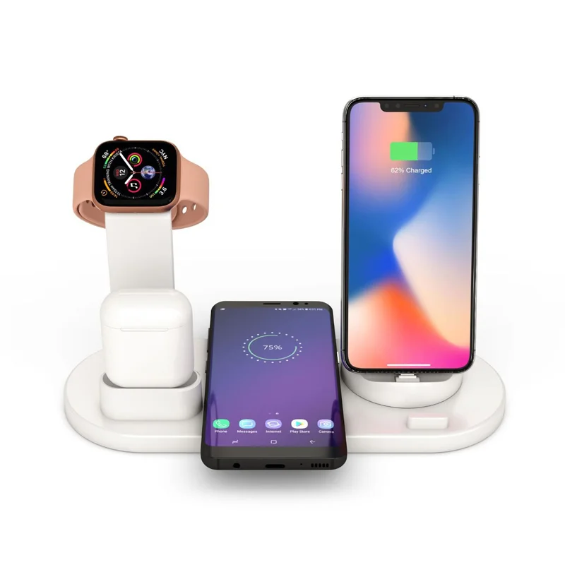 Qi 3 in 1 Fast Wireless Charger Charging Stand Mobile Phone Holder Smart Watch Wireless Charing Case For iphone 12