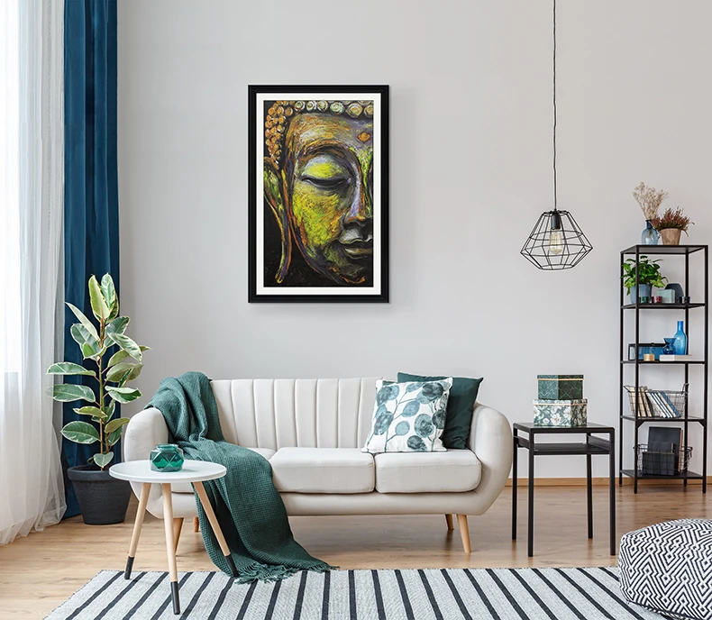 The Buddha painting Wall painting Framed Canvas Wall Art. 3D Giclee Printed Brushstroke Texture that Resembles Hand Painted Oil