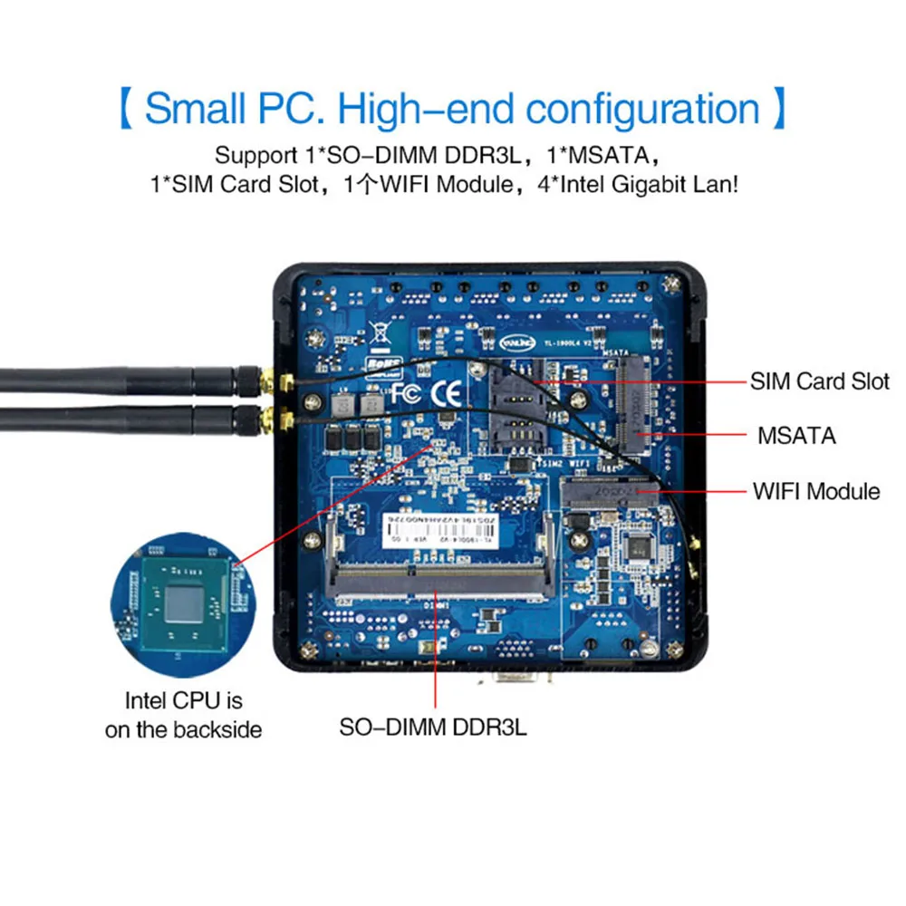 Online sample mini pc router E3865 server 4 lan ports embedded SIM card slot support 3G/4G aes-ni