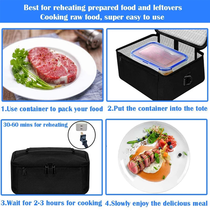 Portable Food Warmer for Adults Car USB Charge Mini Oven Personal Heated Lunch Bag