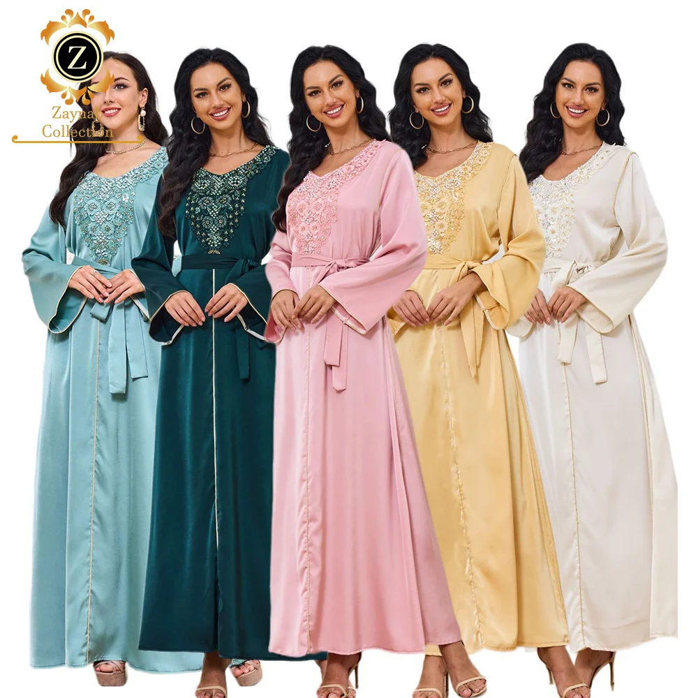 Zaynab Abaya Повседневные платья Eid Uae Abayas Турецкая ткань оптовая продажа женское мусульманское платье Jalabiya