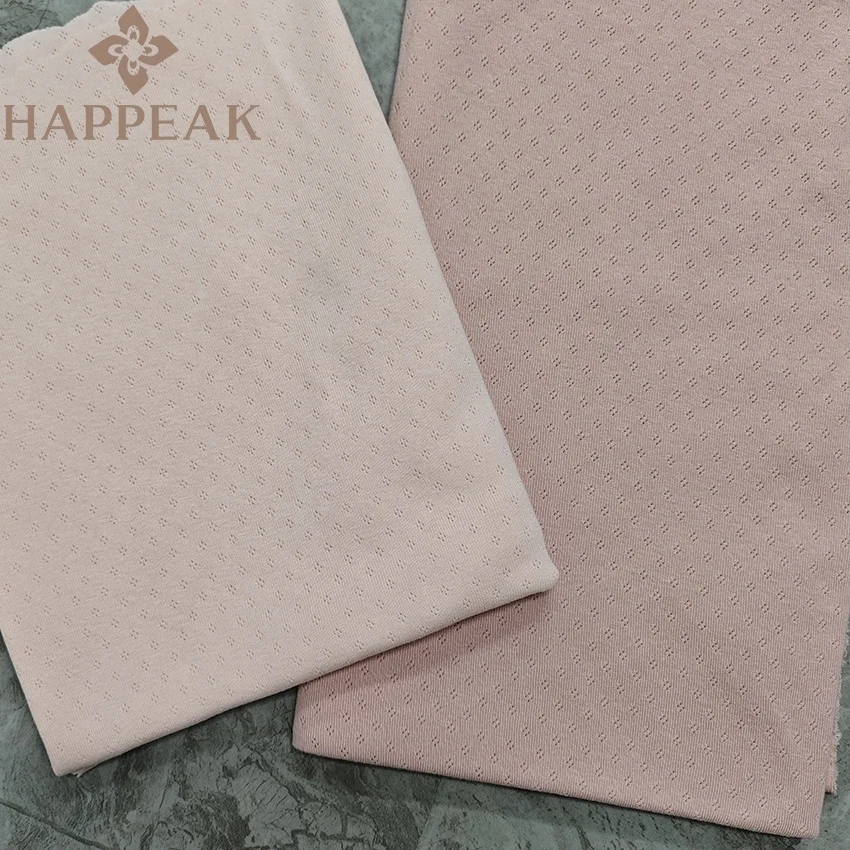 HAPPEAK Pure 100% Cotton Pointelle Fabric Soft Stretchy 230gsm Jacquard Knit Pointelle Fabric