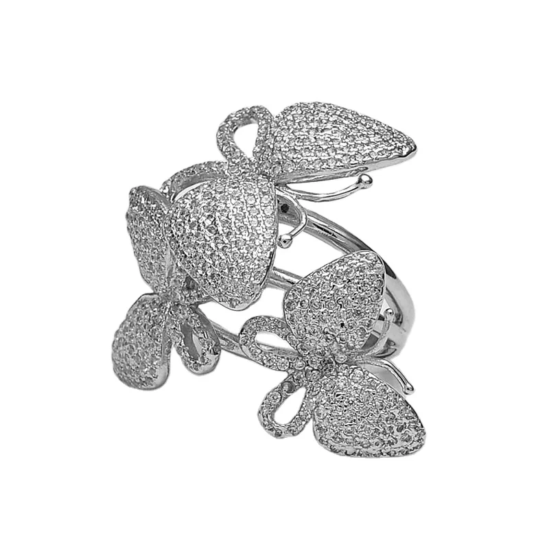 Fashion Butterfly Cubic Zirconia Ring with 18K White Gold