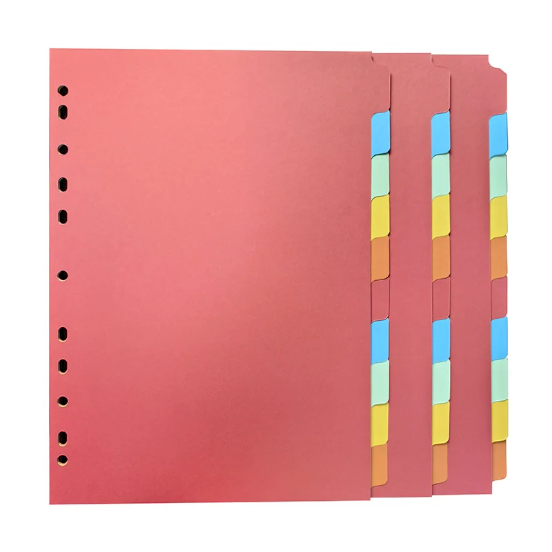 Manufacturer customization colors index divider page with 10 Tabs 5 color Tabs planner Index divider pages