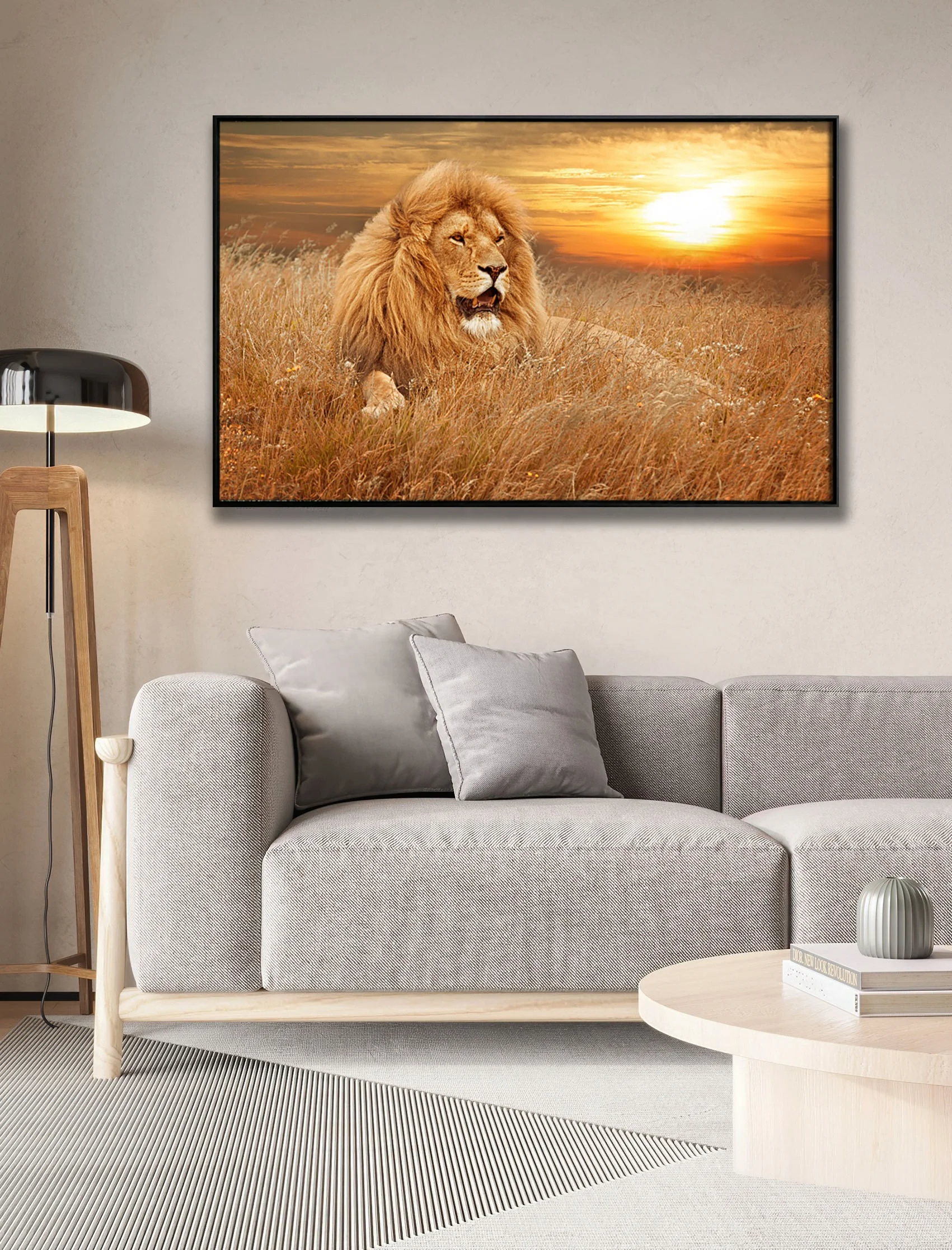 Art Works Crystal porcelain Painting Lion Animal Pictures Wall Art Living Room Modern Artwork Painting