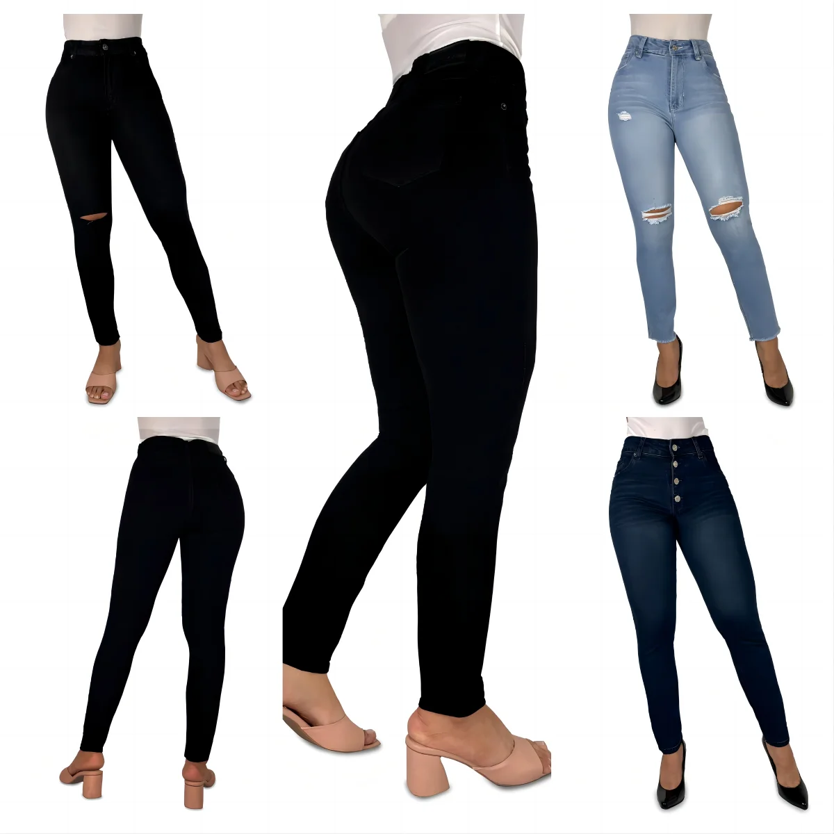 Factory free samples 2024 new high waist stretch fabric womens slim design big size jeans