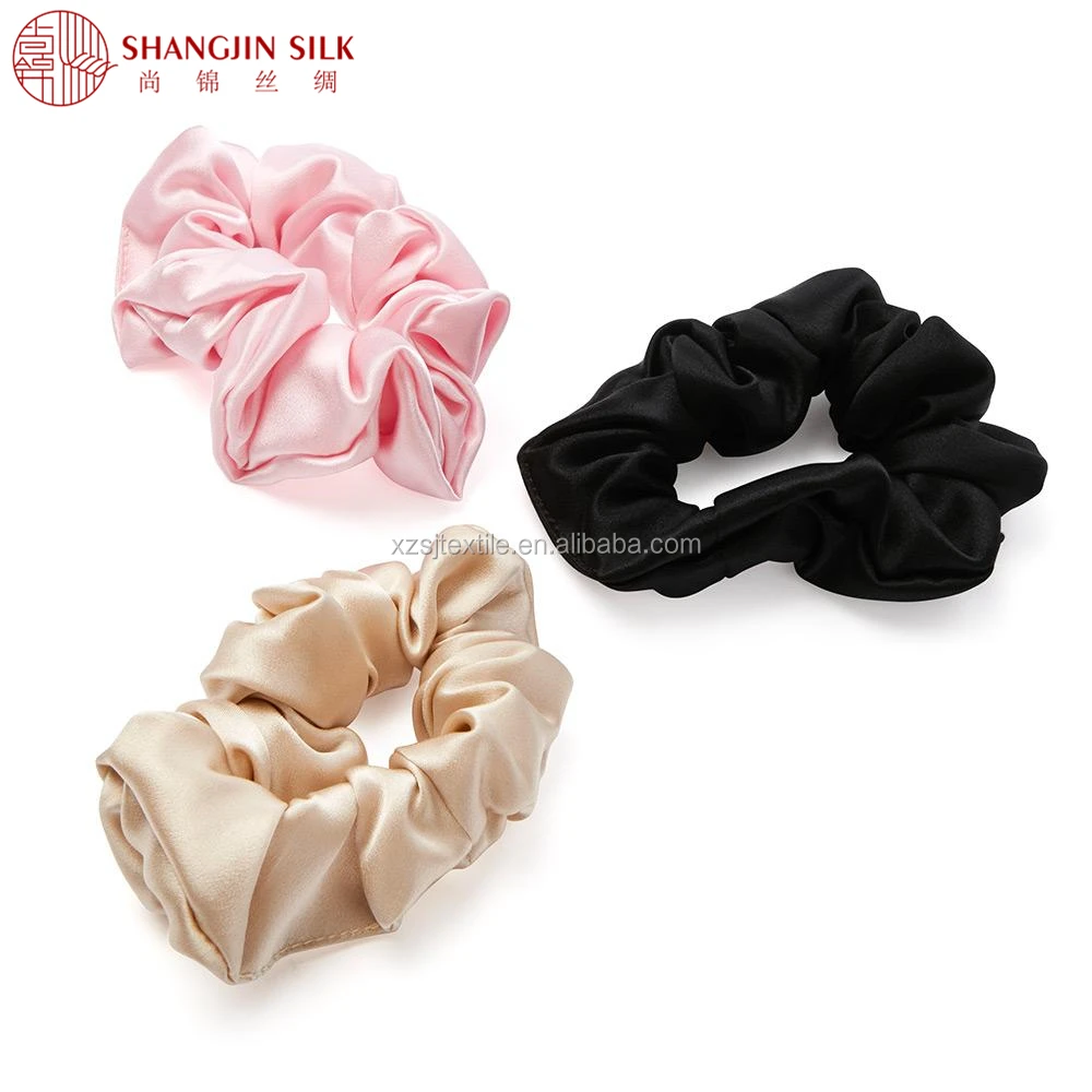 
Luxury 100% Pure Mulberry Silk Scrunchies 3PCS Packaging with Gift Box For Girls 