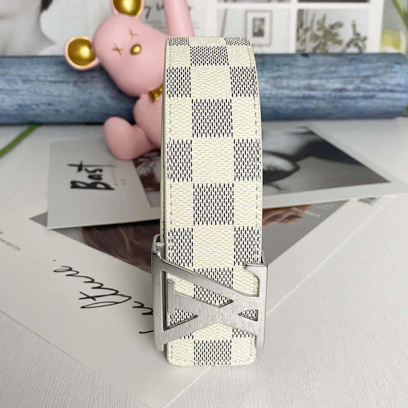 genuine real leather men belt manufacturer fashion solid brass brushed L letter custom cowhide leather belt for men