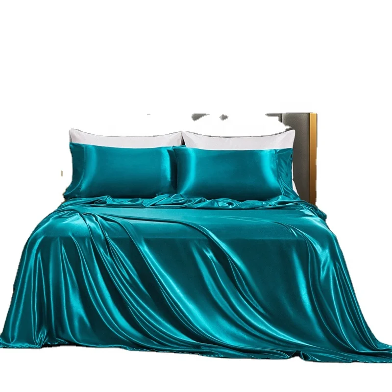Wholesale Hot sale  Luxury  Bedding 100% Microfiber Sheet Set  Solid  Color 4Pcs  Bed Sheet  Pillow Case