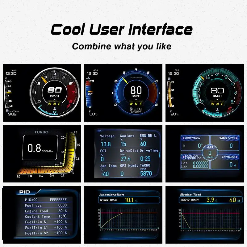 3.5 Inch Dual System OBD GPS Car Smart Car Head Up Display HUD Universal Speedometer Digital Odometer Obd Gauge