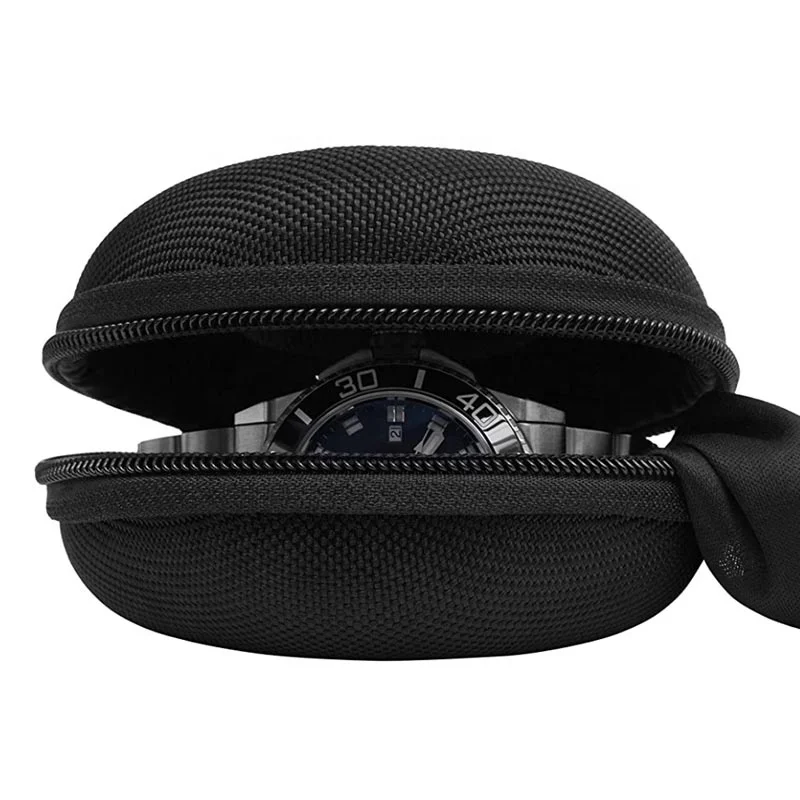 Custom Hard Shell EVA Round Portable Waterproof  Protective Carry Travel  Storage Watch Packaging Box Watch case