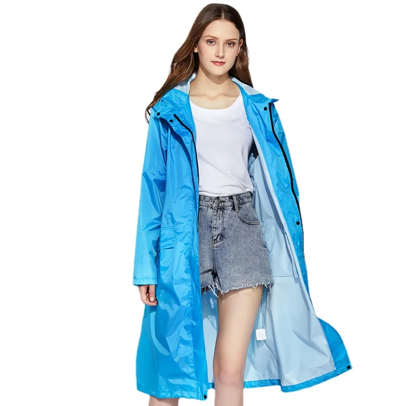 Long Lightweight Windproof Raincoats Women Hooded Shell jacket  Hiking Rain Coat Ponchos Jacket Cloak Raingear