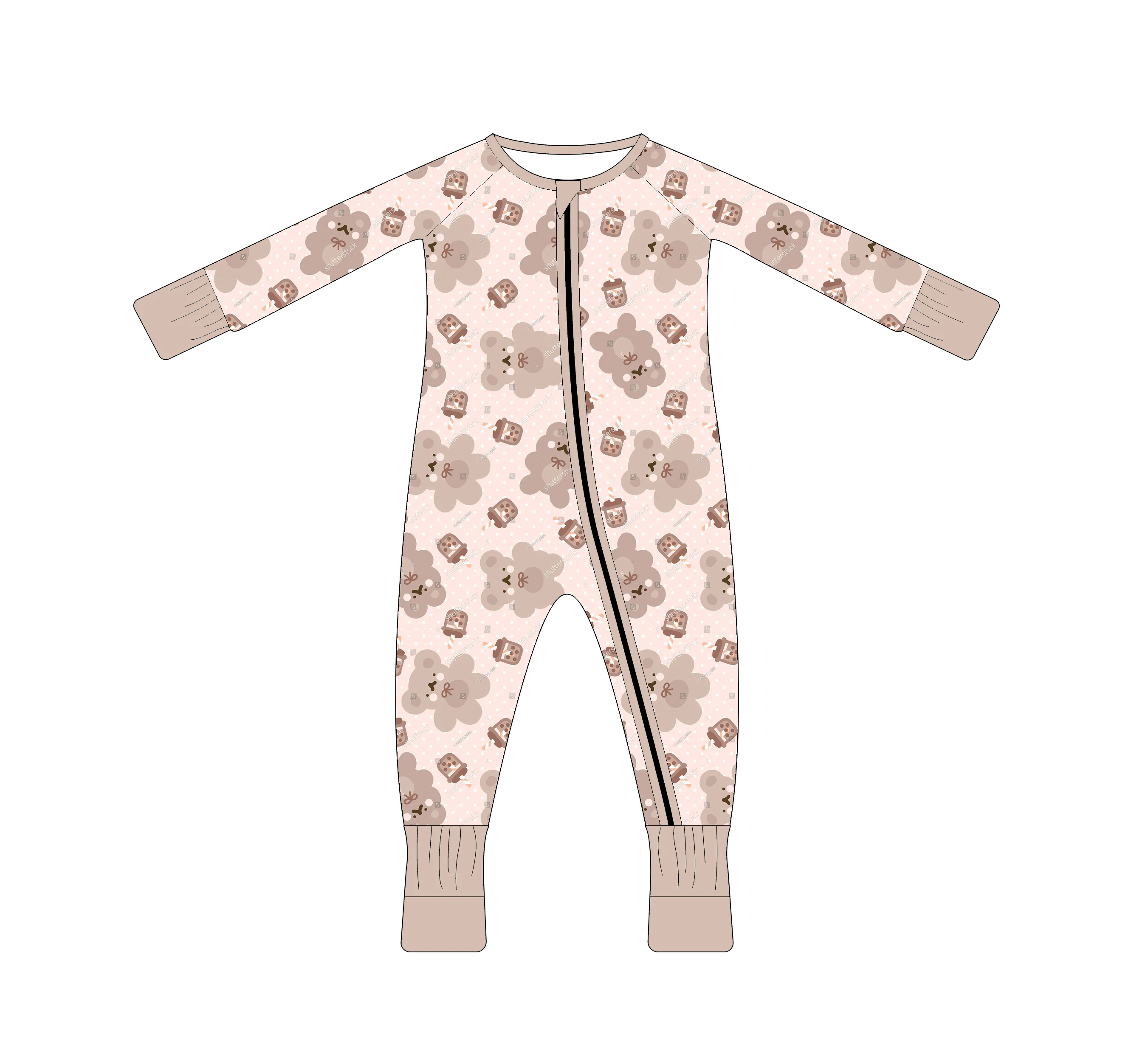 Bamboo Baby Clothes Custom Tag Baby Zipper Romper with Two Zipper Comfortable Soft Custom Urban Style Pajamas Baby Pajamas