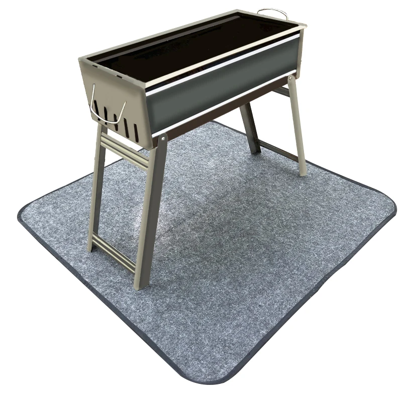 Gray Fireproof BBQ Charcoal Grill Fire Pit Ember Mat Wholesale Fire retardant Under Grill Oven Mat