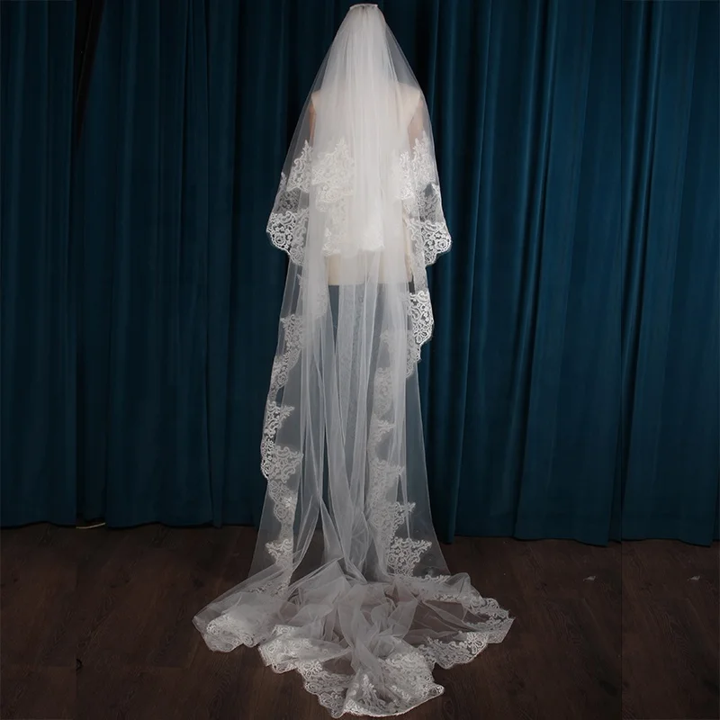 
Luxury Long High Quality Two Layer Wedding Accessories Bridal Wedding Veil With Comb 