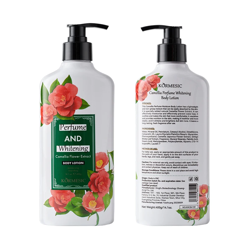 OEM private label hot sales KORMESIC moisturizing shining tender skin natural flower flavor Camellia body lotion
