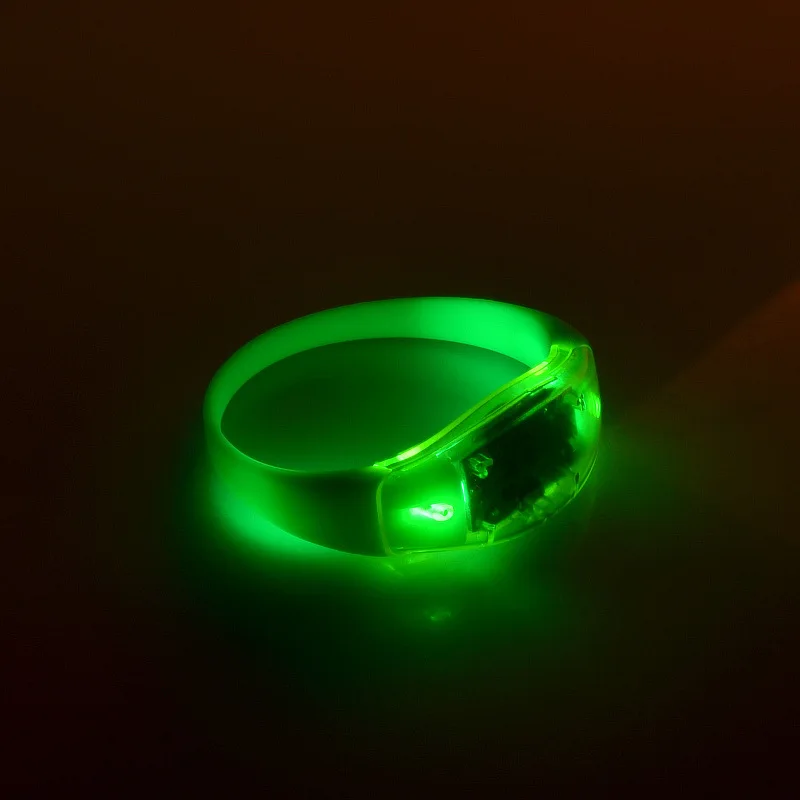 Event Party Supplies Sound Activated Voice Vibration Control Silicone Flashing Light Pulseras Led Bracelet With Custom Printing