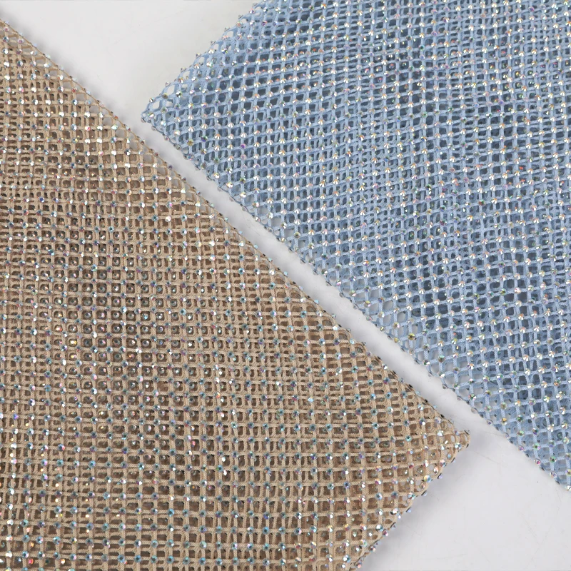 New Fashion Luxury 100% Polyester rhinestone Mesh Stretch bridal Decoration beaded fabric with Diamonds