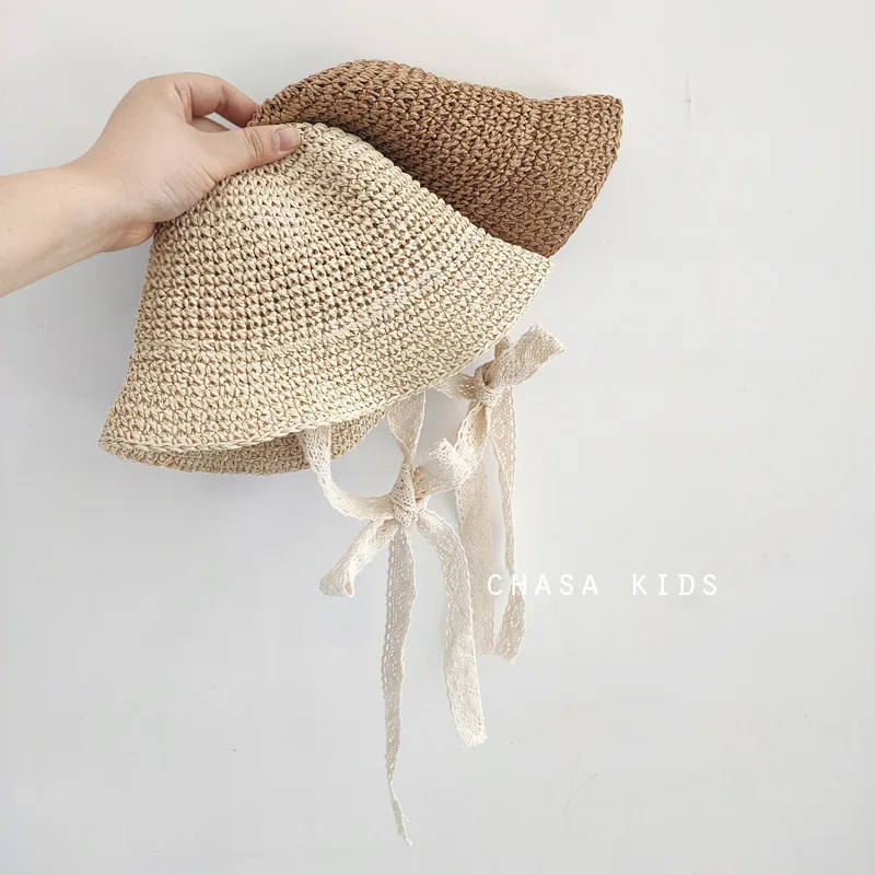 Baby Hat Beach Children Panama Hat Baby Toddler Girls Straw Sun Hat Summer Beach CapFoldable Packable 1-5 Years
