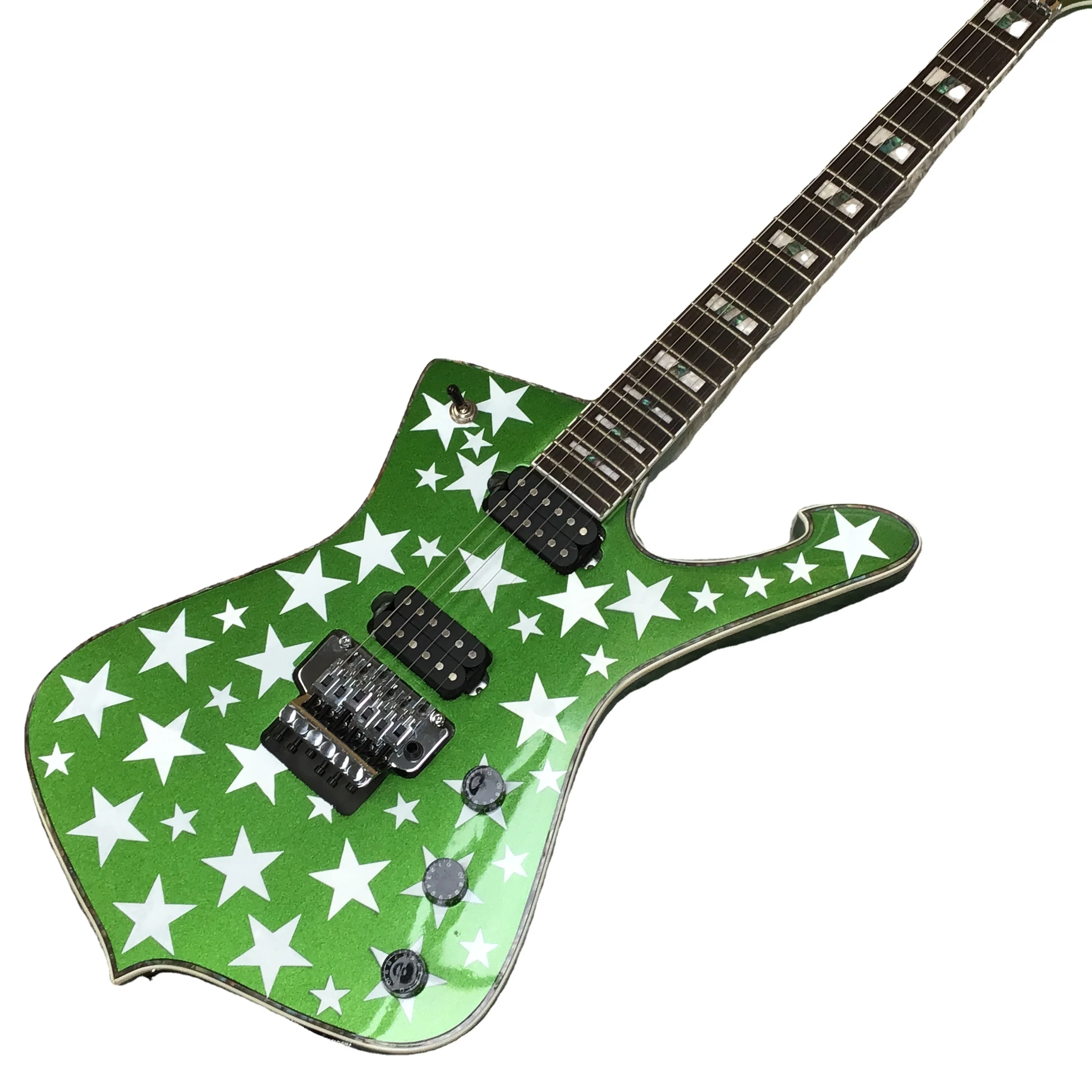 Green Iceman Star Body Electric Guitar Tremolo Chrome Bridge Fast Shipping