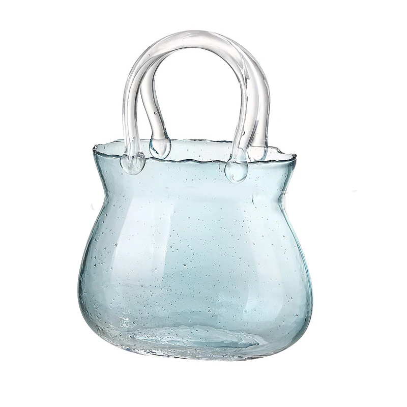 Nordic Style Glass Vase Home Decoration Transparent Aqua Creative Bubble Shopping Basket Bag Dining Table Hydroponic Vase
