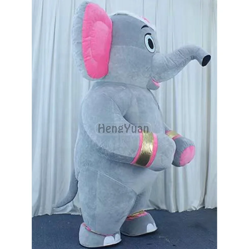 Hengyuan Plush Giant Gray Elephant Inflatable Costumes for Advertising Custom Inflatable Animal Mascot Suits For Wedding Decor
