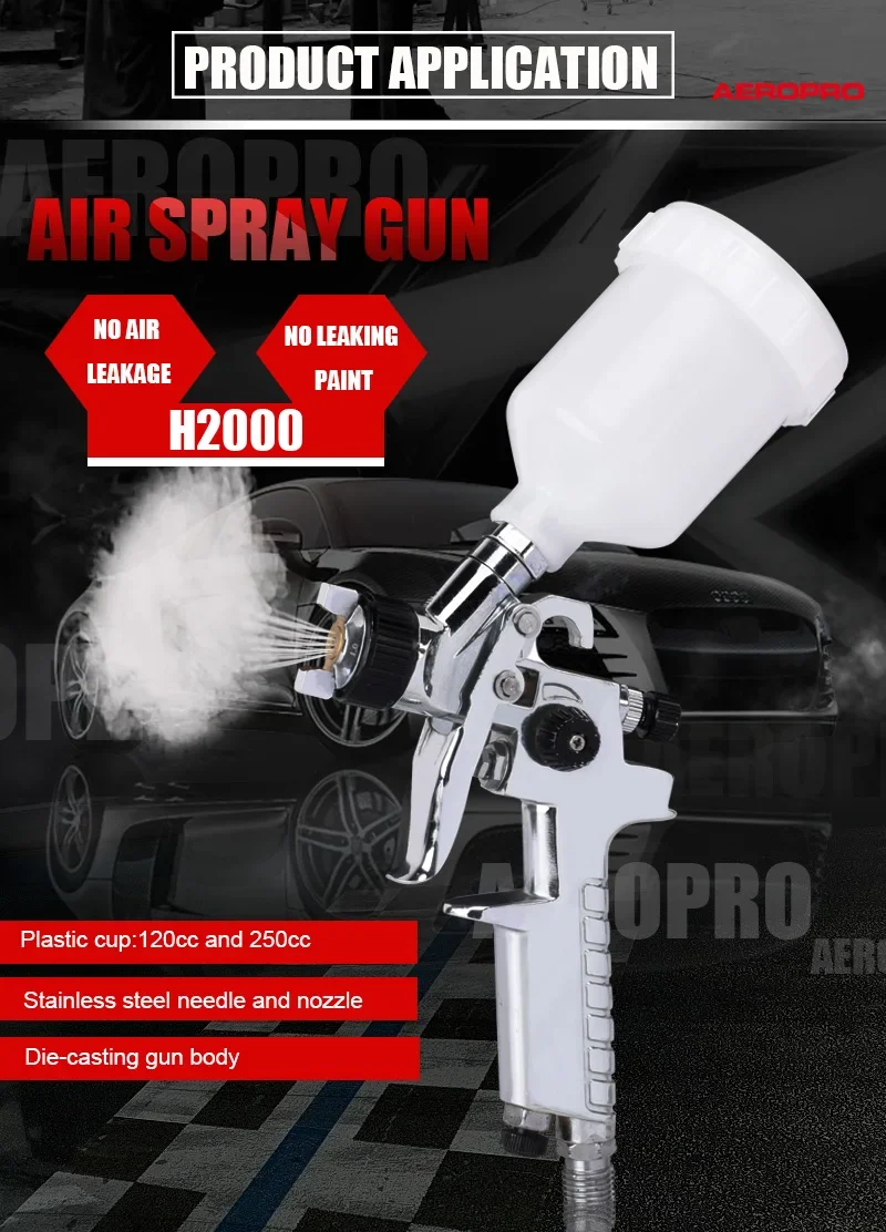 AEROPRO A602 120cc Professional HVLP Spray Gun Pneumatic Paint Spray Gun for car use